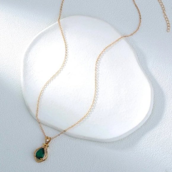 Aqua Sparkle Cubic Zirconia Water Drop Necklace - Picture 6 of 7